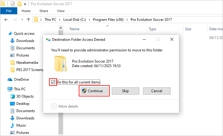 konfirmasi penggantian file PES